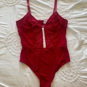 Red lace bodysuit